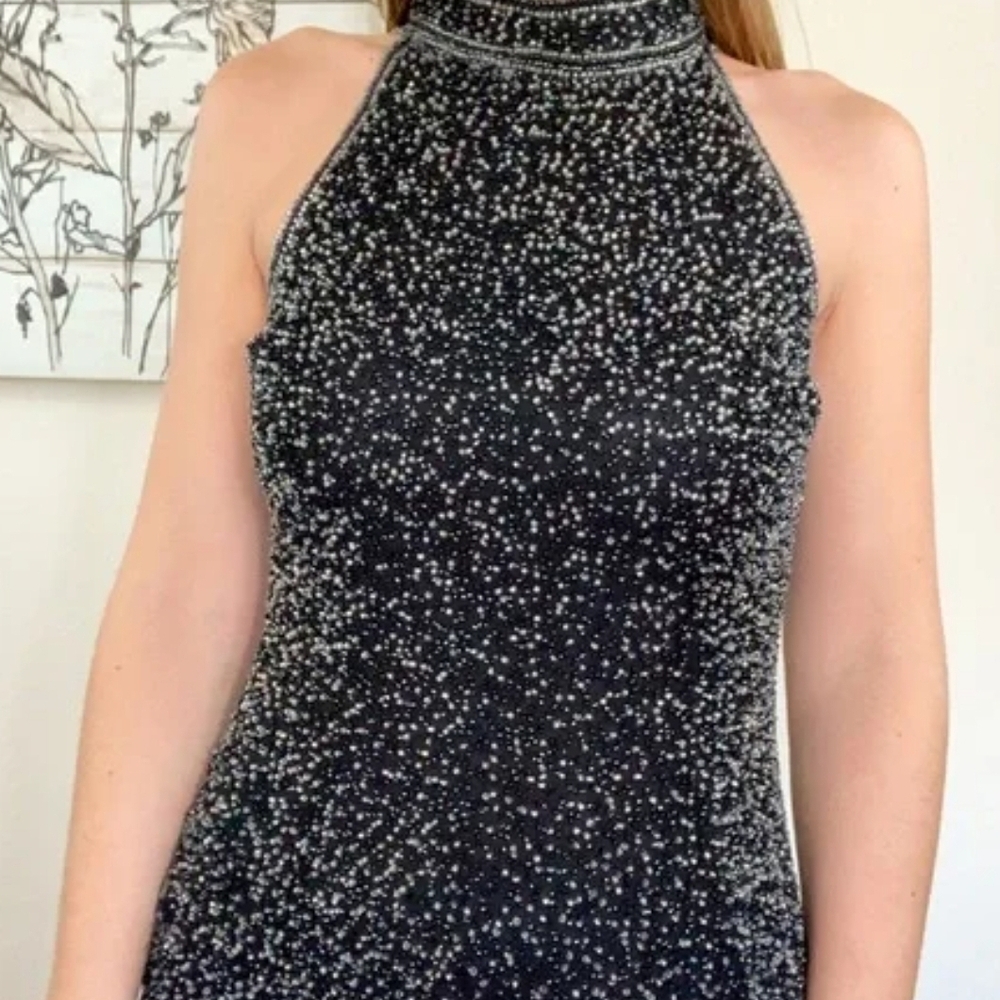 Vintage Laurence Kazarhand-beaded sequin-embellished silk Sz M